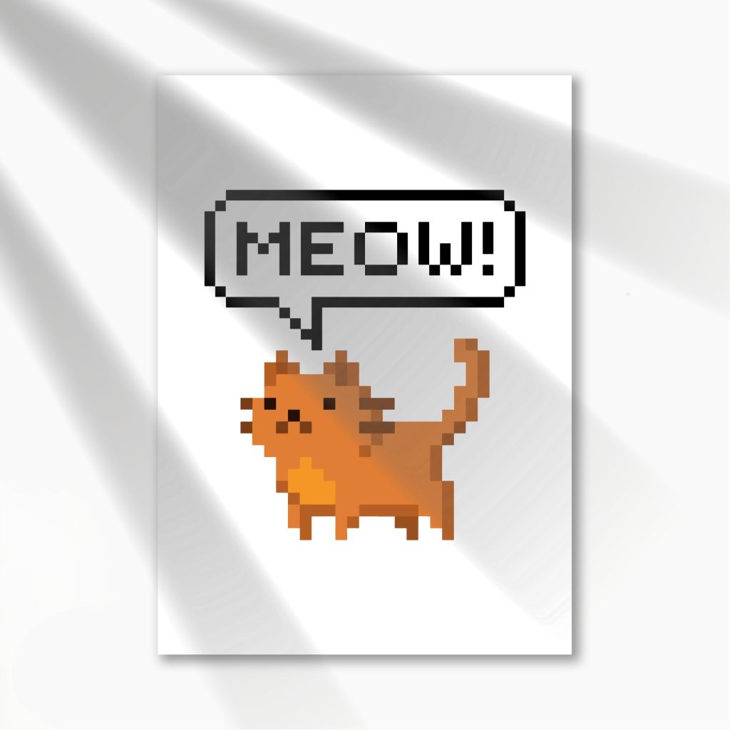 Meow 8 bit Poster