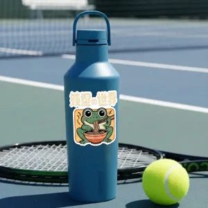 Green Frog Eating Ramen Sticker - Image 4