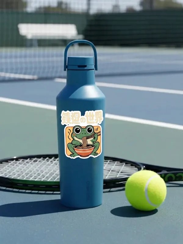 Green Frog Eating Ramen Sticker