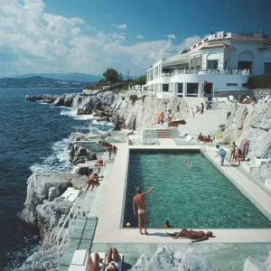 Slim Aarons Eden Roc Pool 1976 Canvas Print - Image 1