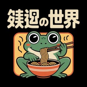 Green Frog Eating Ramen Sticker - Image 2